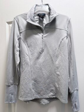 Light Gray Quarter-Zip Athletic Pullover Sweatshirt